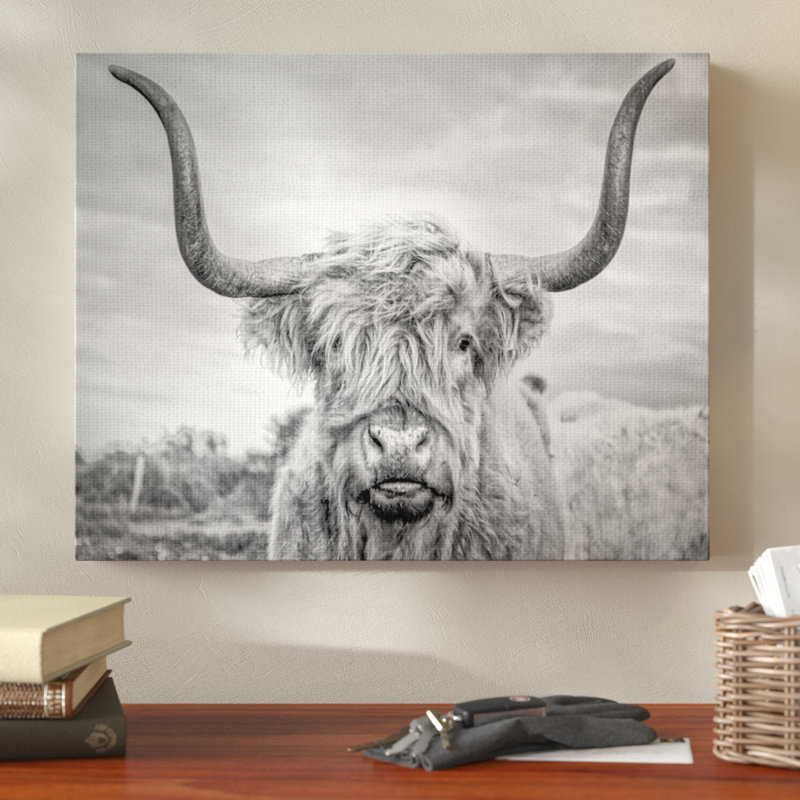 Union Rustic Highland Cow Picture Frame Photograph Print on Canvas